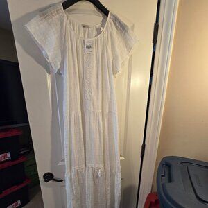 Kate & Sam Size Small S Tiered Summer Dress White Cotton Tassels Cottage Lined